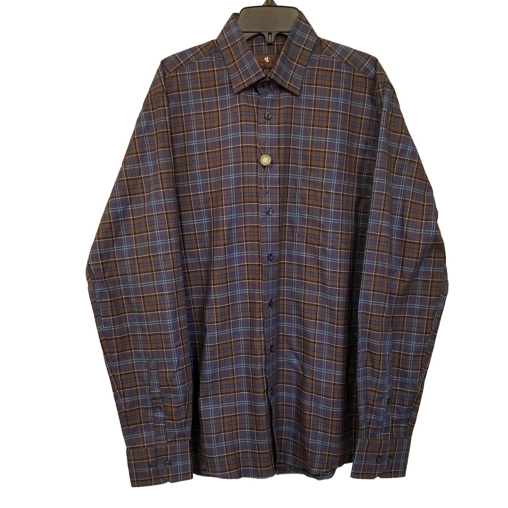 NWOT Men's Toscano Plaid Dress Shirt Sz S